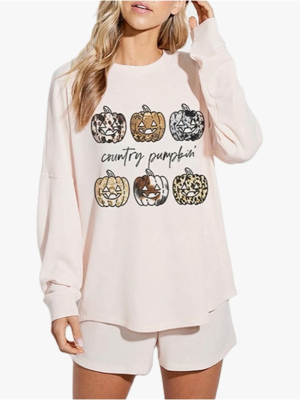 Owl's-Yard Women's Trendy Halloween Pajama Sets Pumpkin in Pink